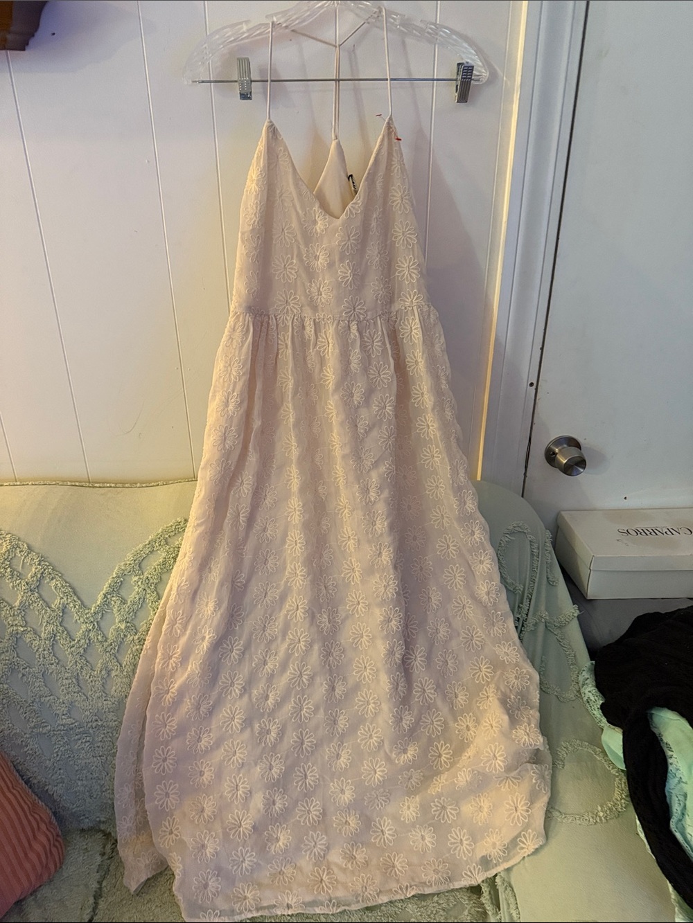 Zara Cream Floral Lace Maxi Dress